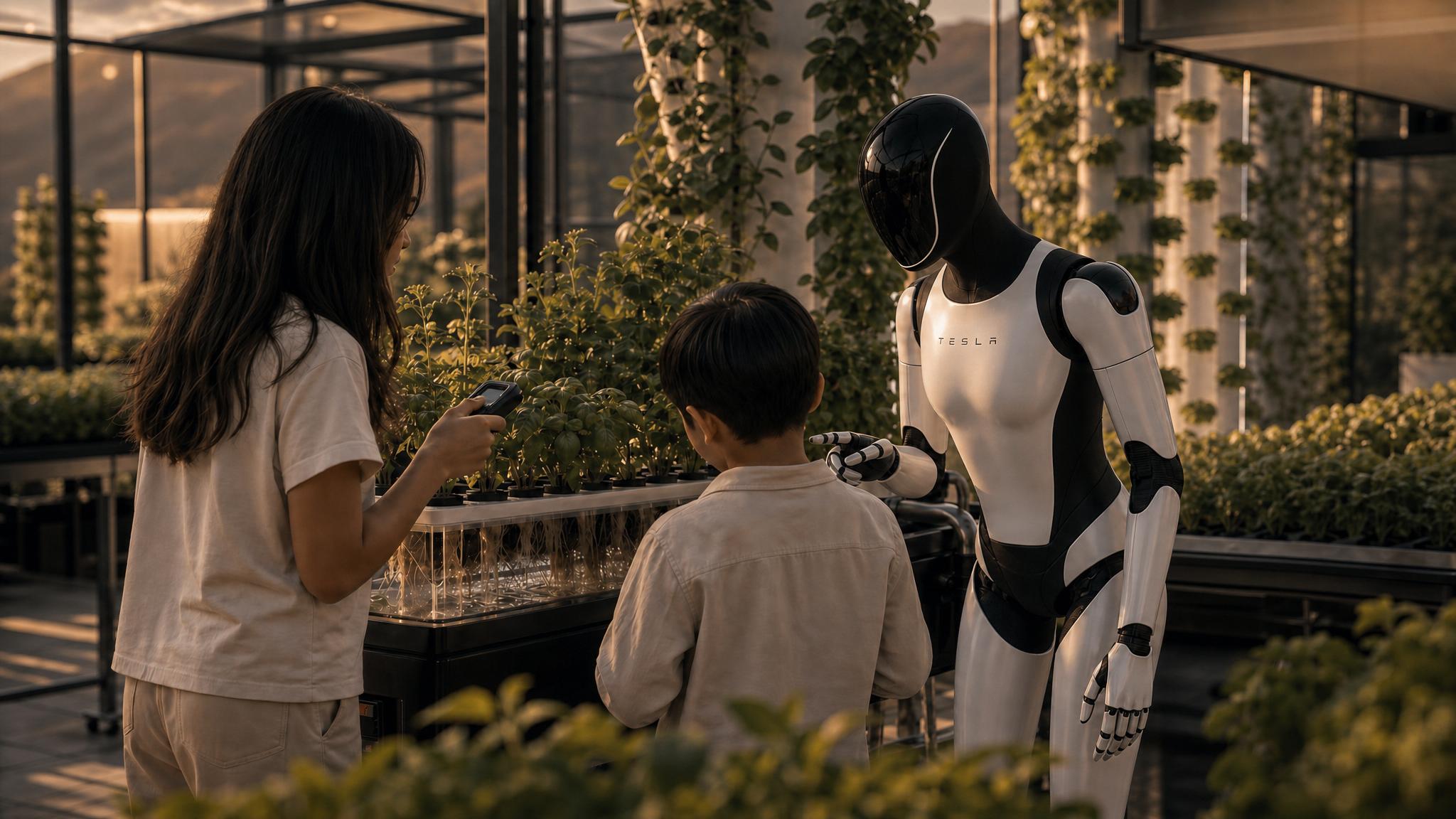A family and service robot tending the Cyber Village greenhouse