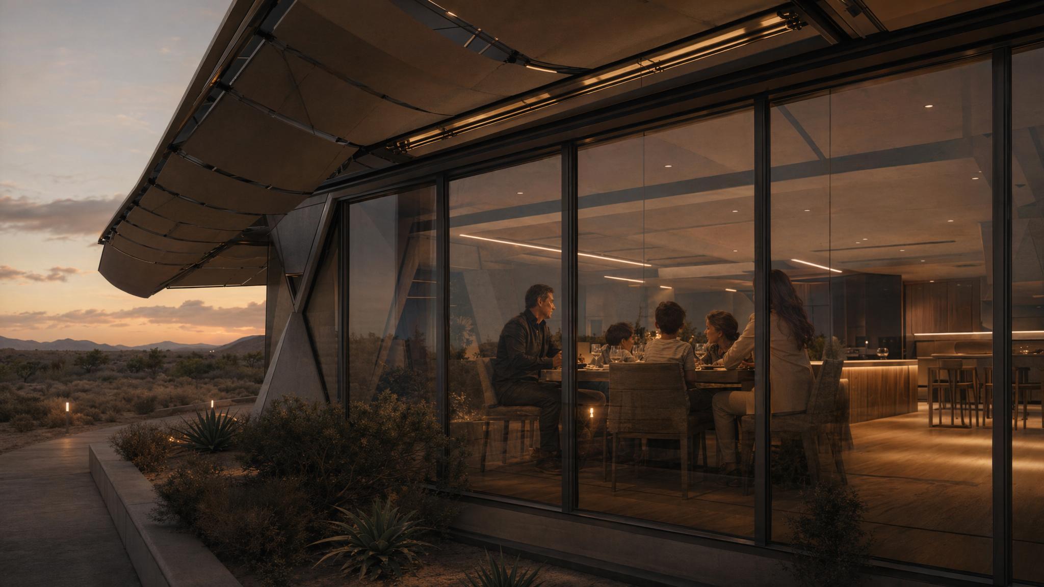 A family dining inside a Cyber Village residence