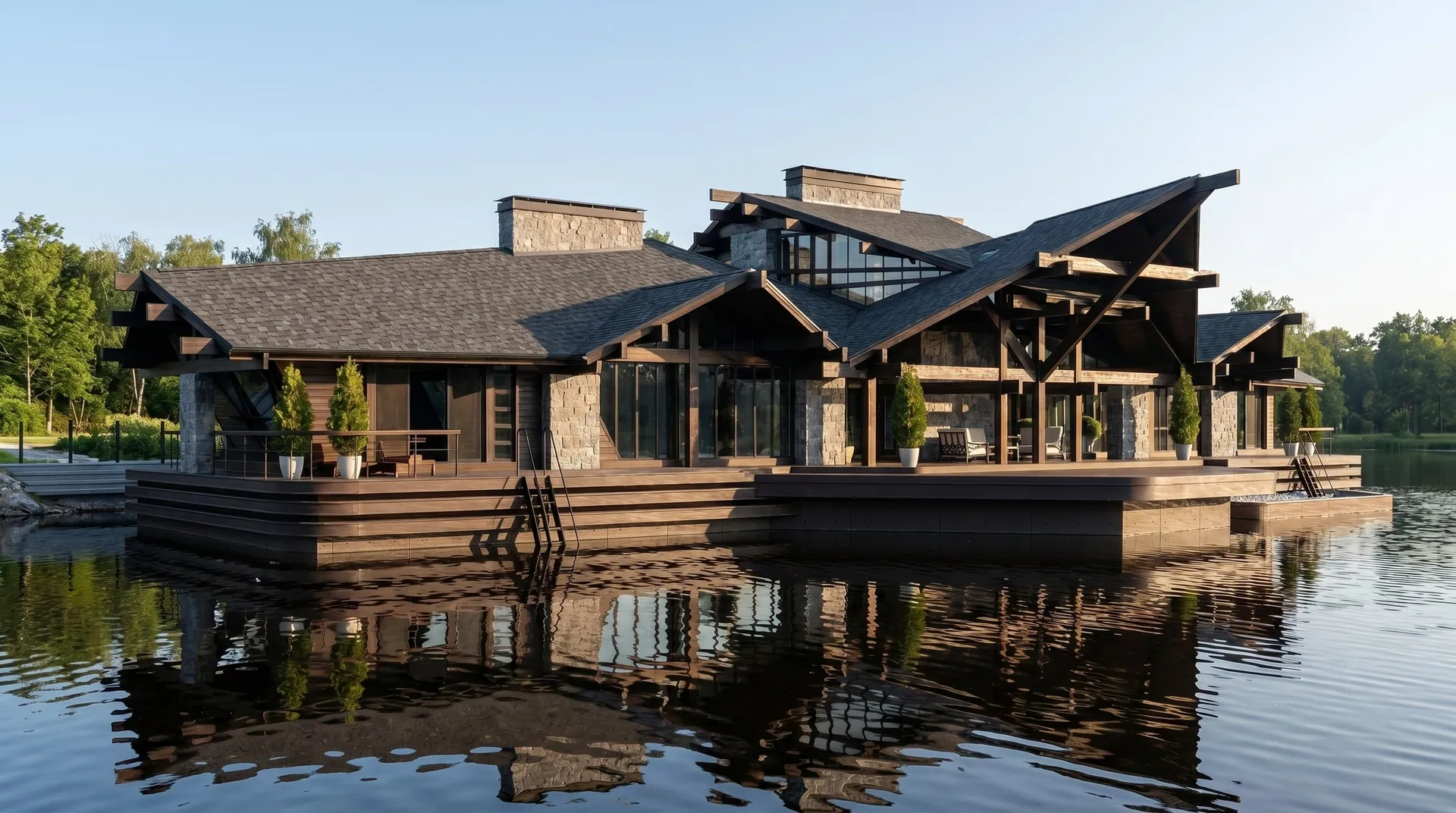 HOUSE BOAT in the style of a chalet gallery image 1.1